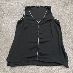 Rose & Olive Tank Top Blouse Women Medium Black V-Neck Chiffon Casual Sleeveless